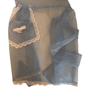Vintage Lot Of 2 Aprons Blue Swiss Dot Mint Green Lace Sexy Naughty Dreamgirl